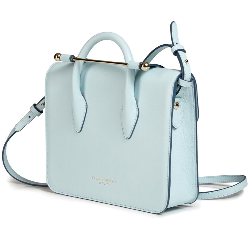 Strathberry baby blue mini purse w/ silver detail - Picture 1 of 10
